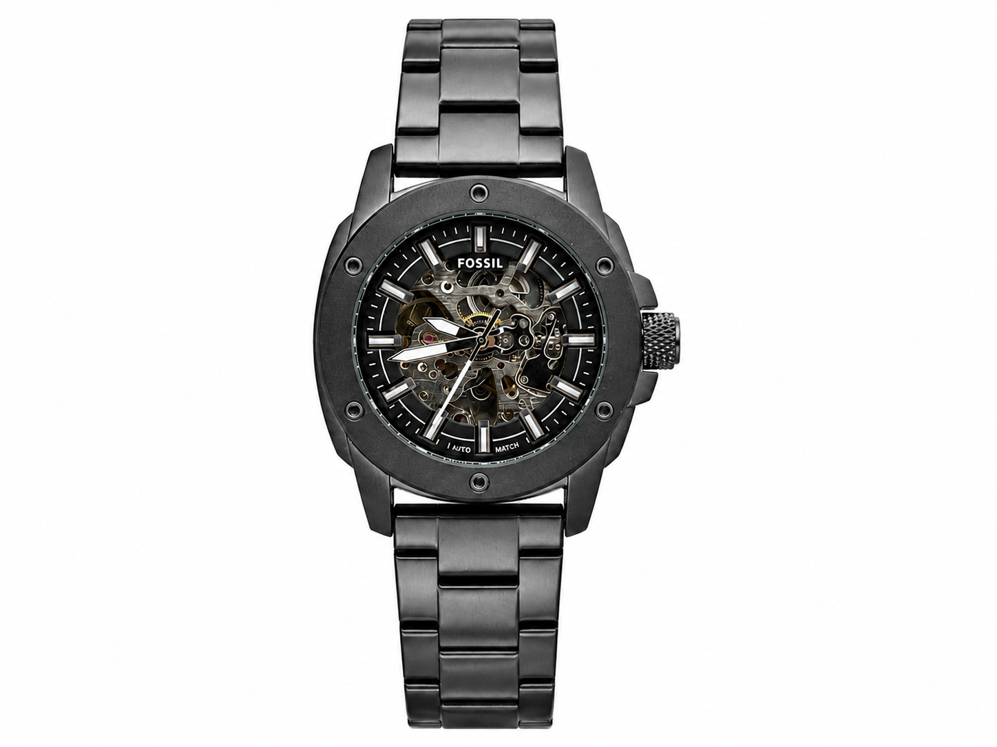 Fosssil Automatic Black Metal Silver Dial Shade