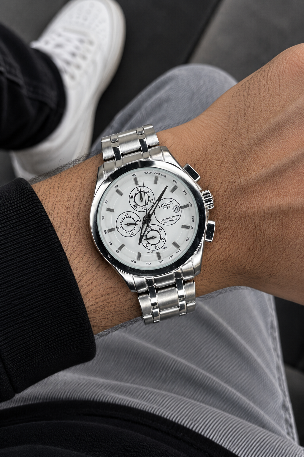 Tissot Metal Regular Chronograph Working Silver White Dial