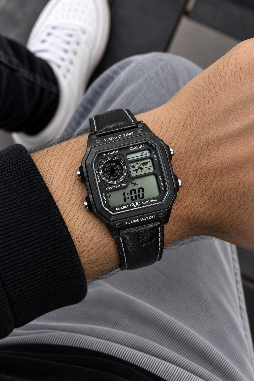 Casio AE 1200 leather Black
