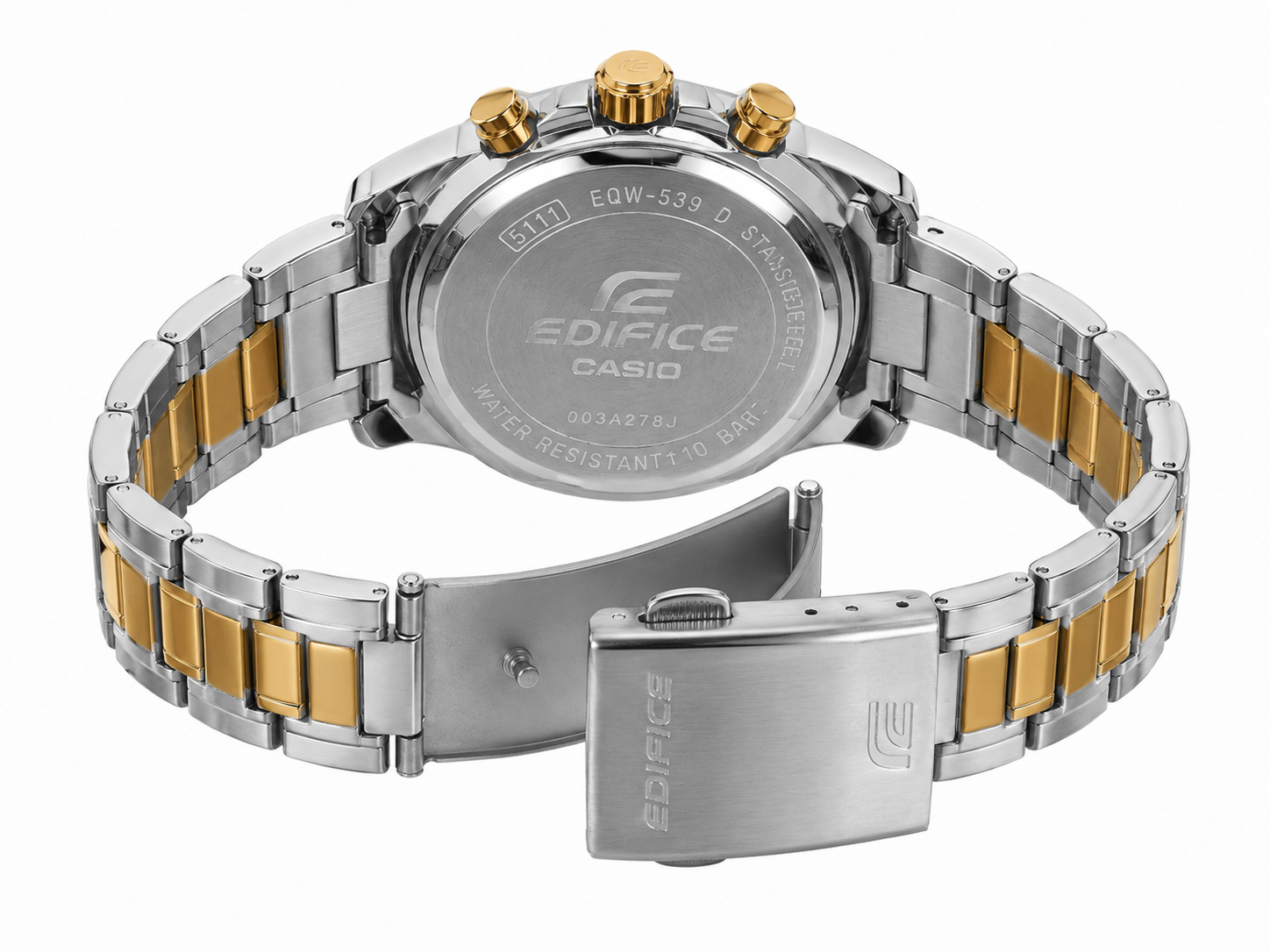 Edifice Chronograph Working Golden Silver White Dial