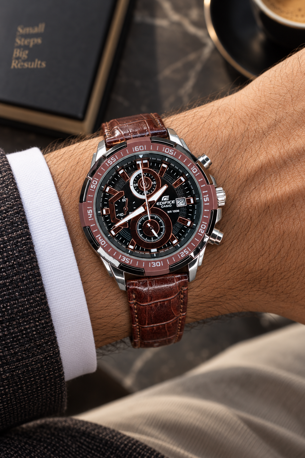 Edifice Chronograph Working Leather Strap