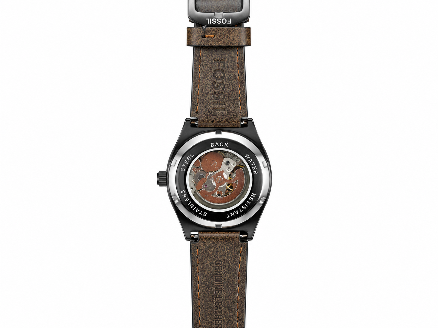 Fosssil Automatic Everett Brown Leather Black Case