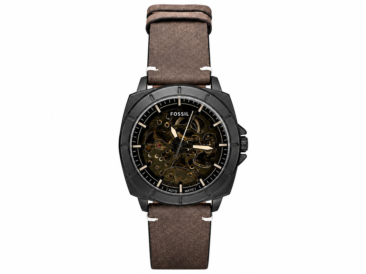 Fosssil Automatic Brown Leather Black Case