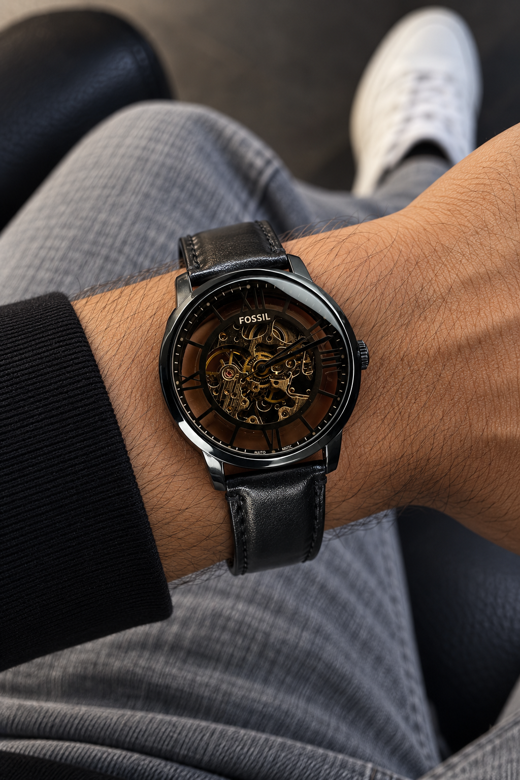Fosssil Automatic Towns-Man Edition Black Leather