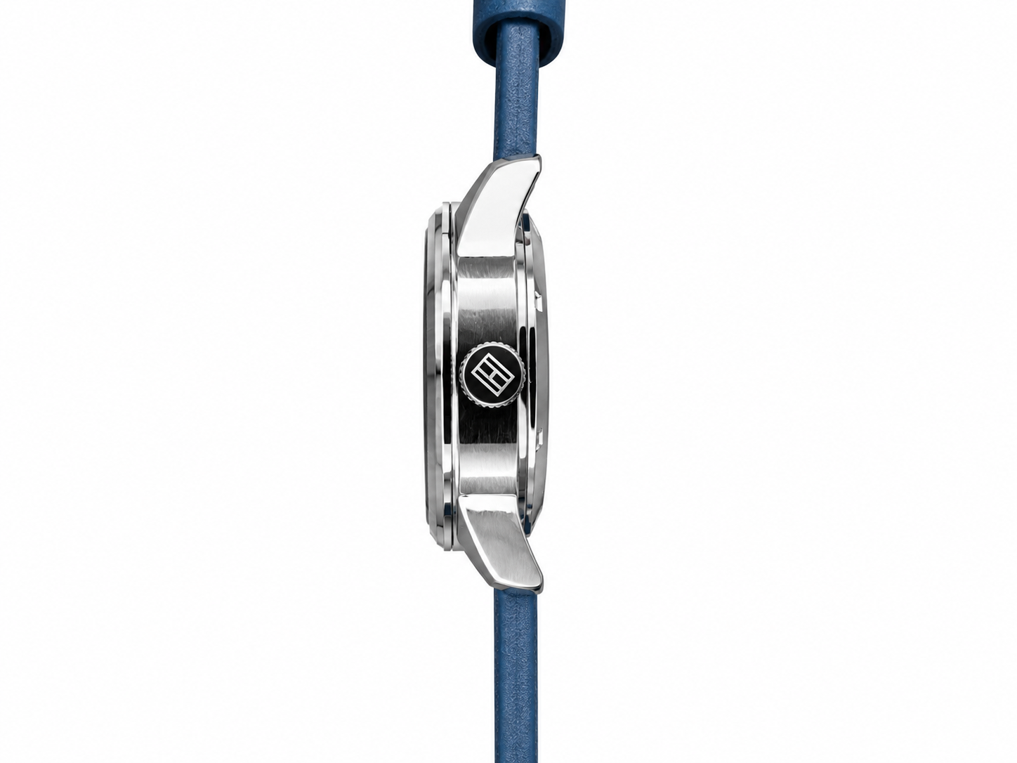 Tommy Hilfiger Automatic Leather Blue Strap Silver Case With Blue Dial