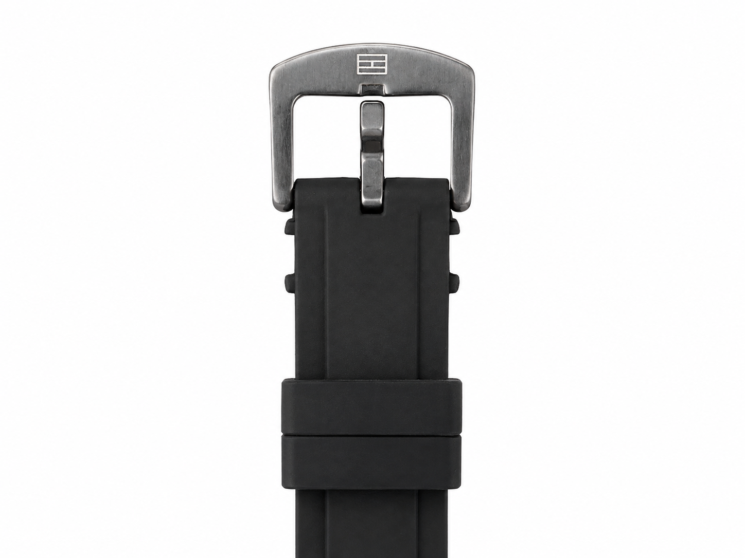 Tommy Hilfiger Automatic Silicone Black Strap Silver Case With Black Dial