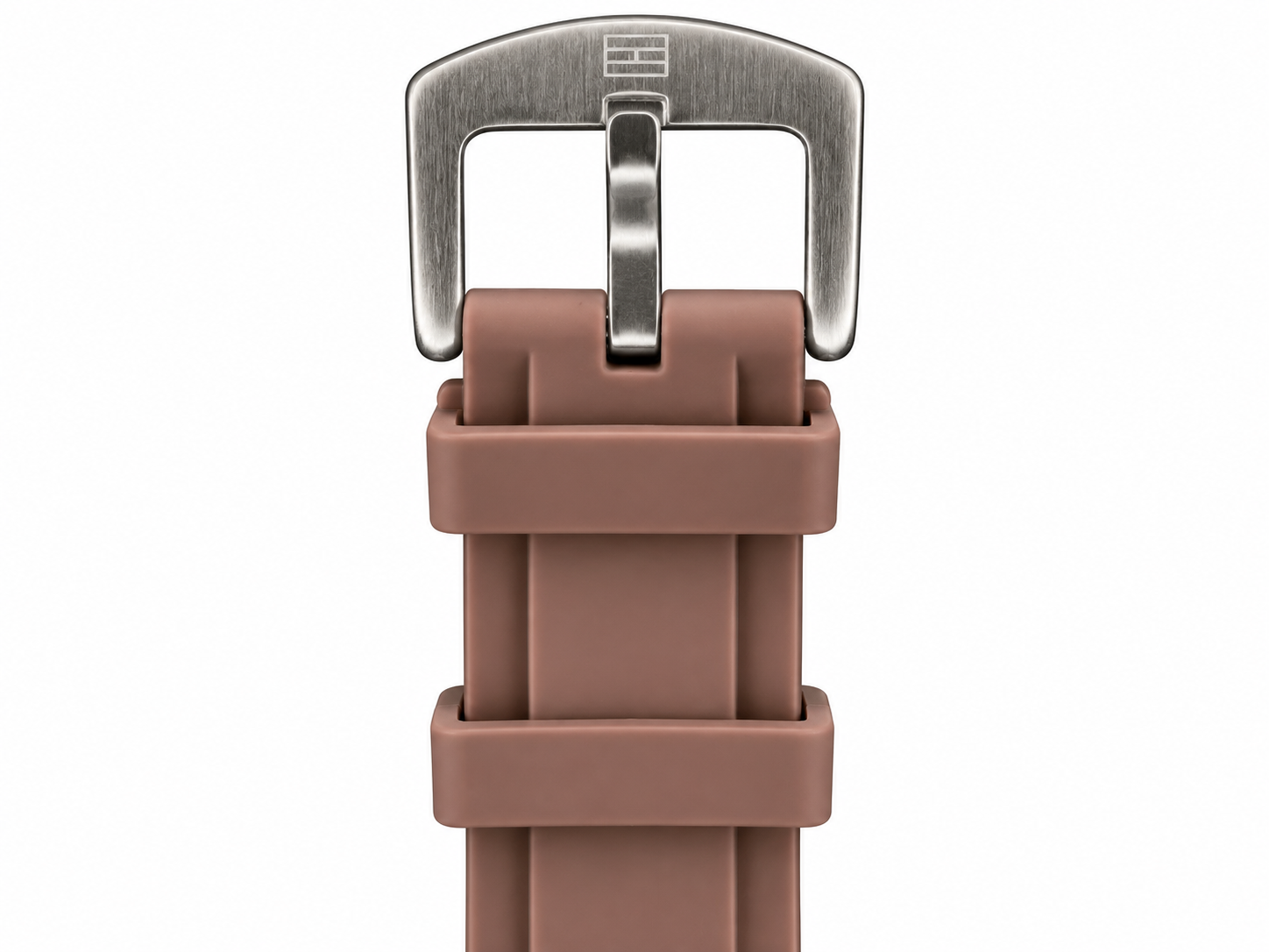 Tommy Hilfiger Automatic Silicone Brown Strap Silver Case With Black Dial