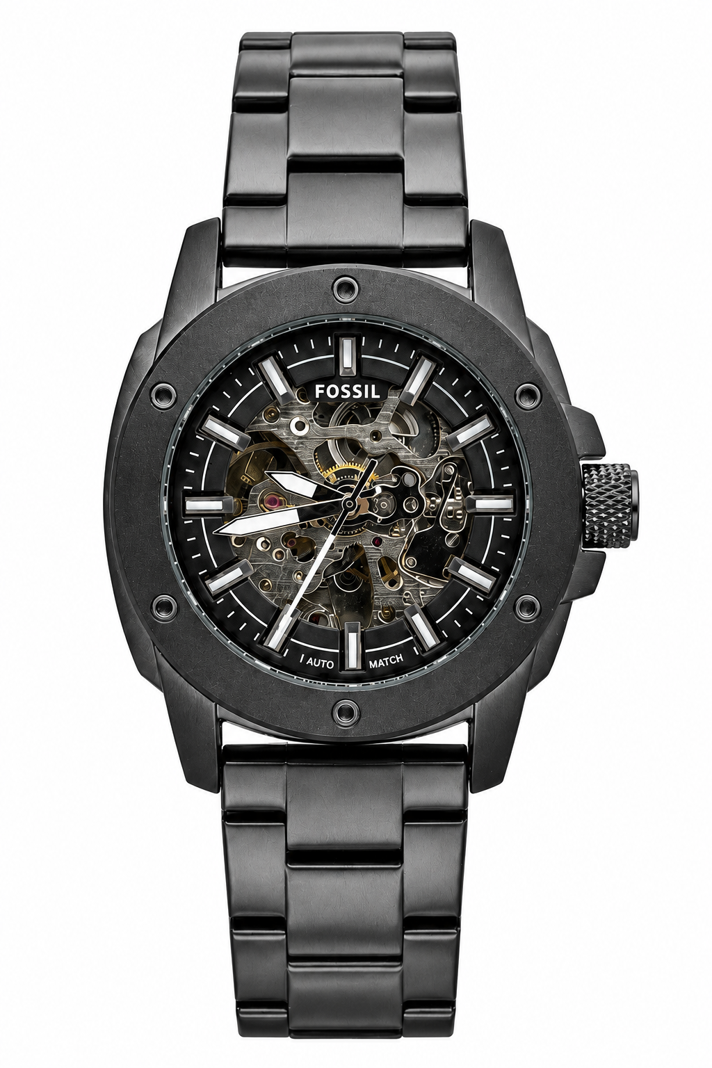 Fosssil Automatic Black Metal Silver Dial Shade