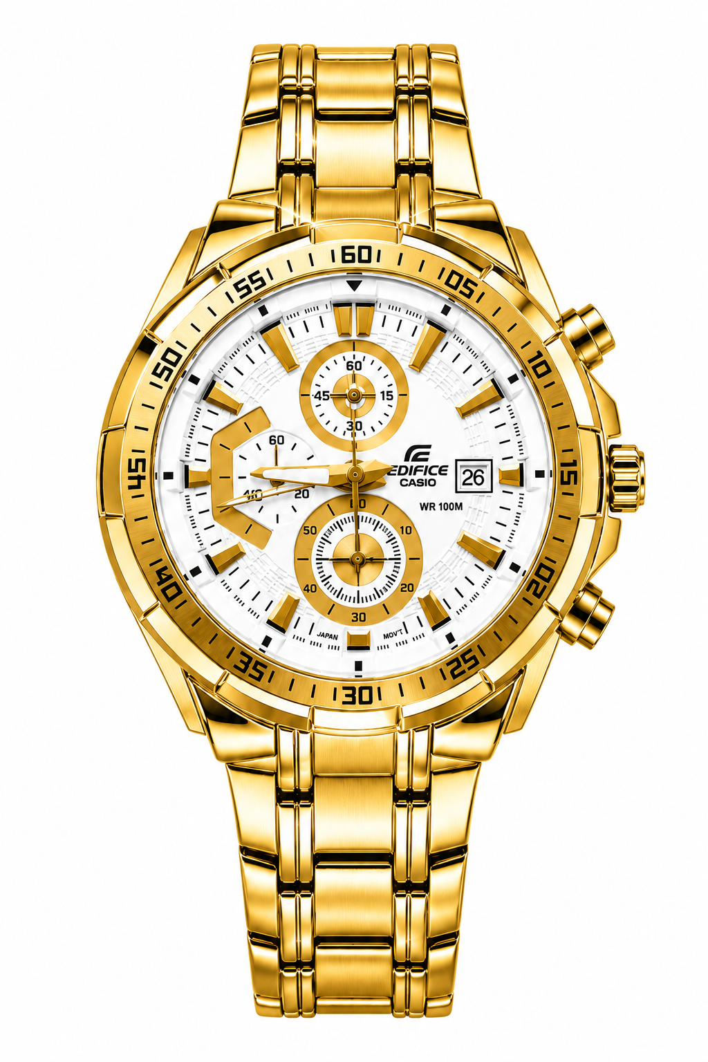 Edifice Chronograph Working Golden White Dial