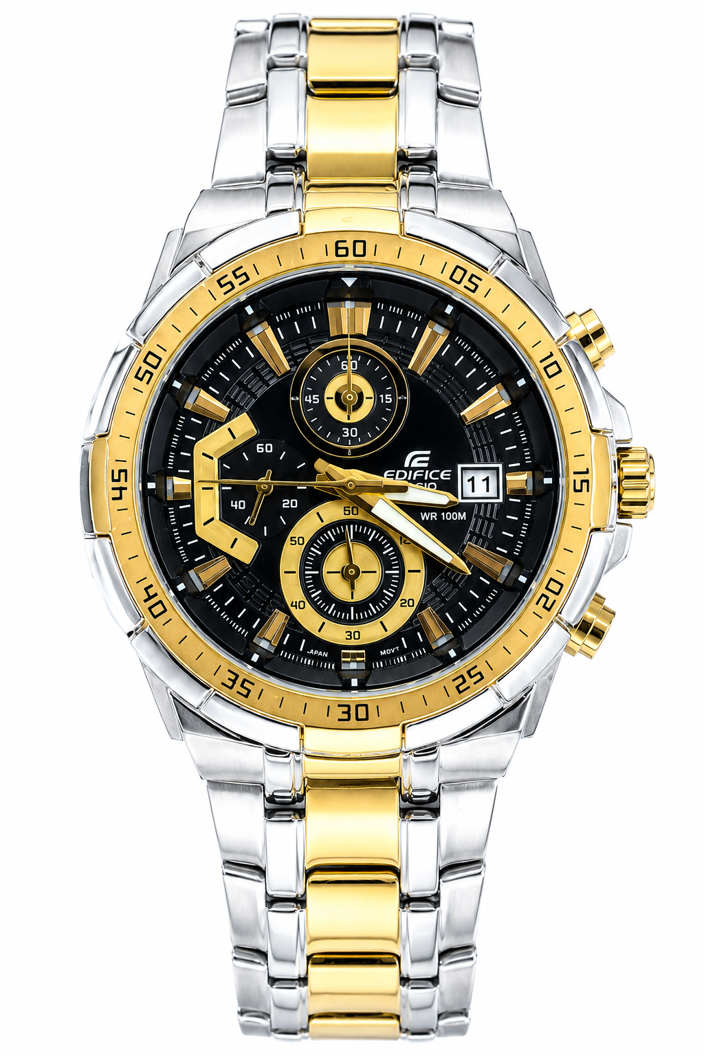 Edifice Chronograph Working Golden Silver Black Dial
