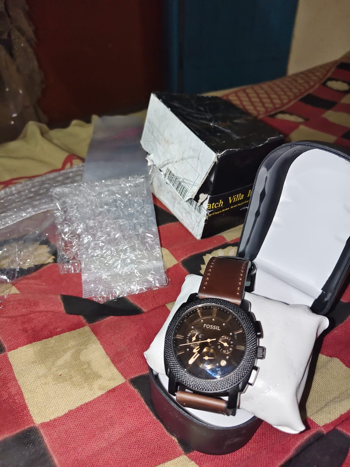 Fosssil Leather Chronograph Working